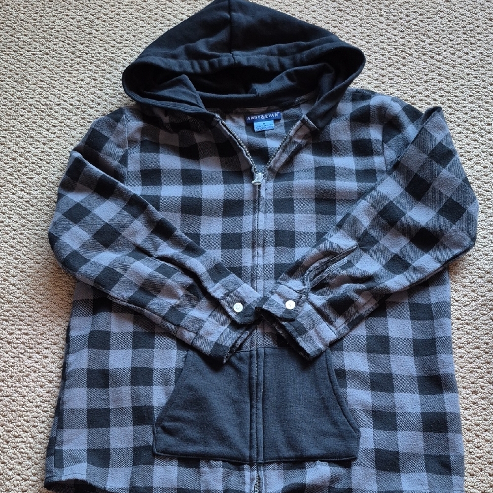 ANDY & EVAN Kids Black and Gray Checkered Jacket